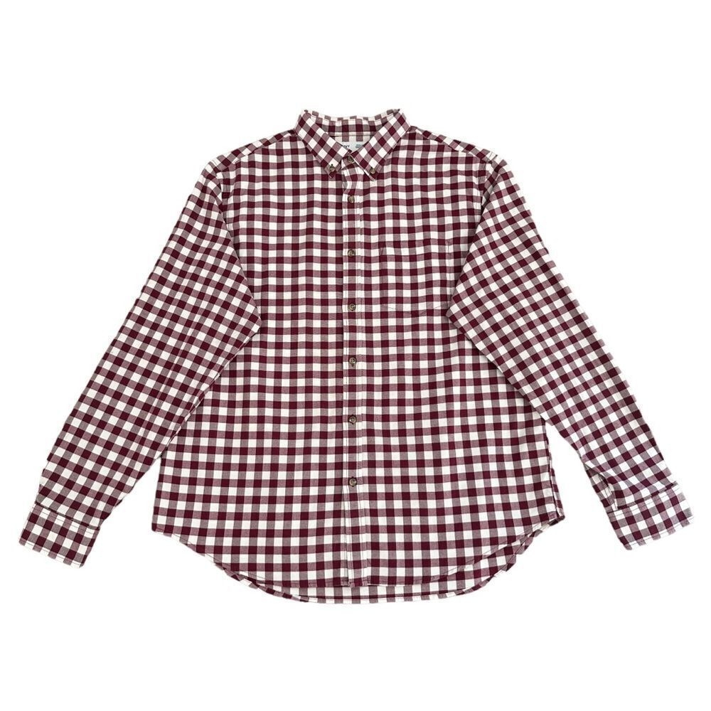 🔃Old Navy Men’s Red & White Plaid Long Sleeve Button Down Dress Shirt